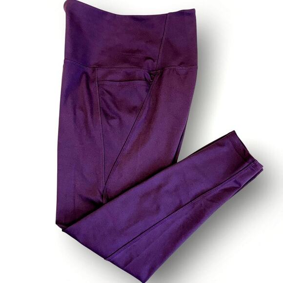 Danskin Activewear Yoga Gym Workout Tight Leggings Pocket High Rise Size L Plum - Picture 4 of 16